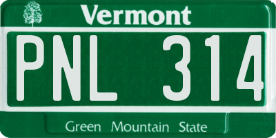 VT license plate PNL314