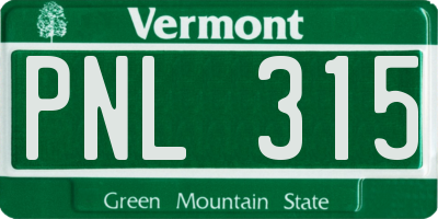 VT license plate PNL315