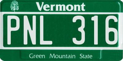 VT license plate PNL316