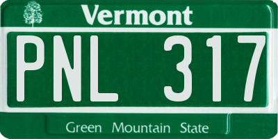 VT license plate PNL317
