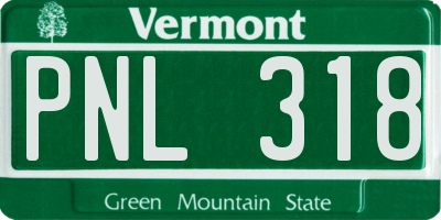 VT license plate PNL318
