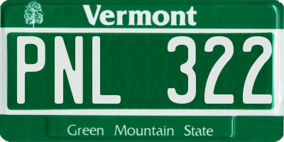 VT license plate PNL322