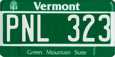 VT license plate PNL323