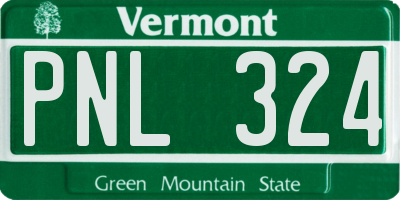 VT license plate PNL324