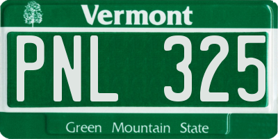 VT license plate PNL325
