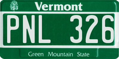 VT license plate PNL326
