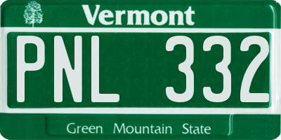 VT license plate PNL332