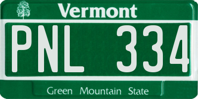 VT license plate PNL334
