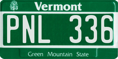 VT license plate PNL336