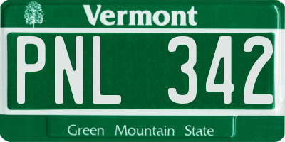 VT license plate PNL342
