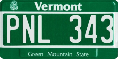 VT license plate PNL343