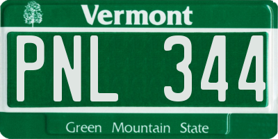 VT license plate PNL344