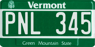 VT license plate PNL345