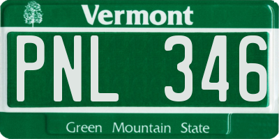 VT license plate PNL346