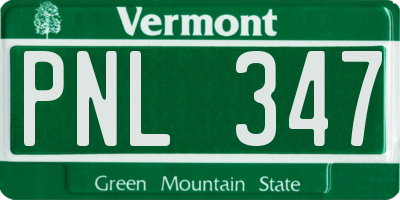 VT license plate PNL347