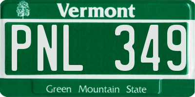 VT license plate PNL349