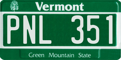 VT license plate PNL351