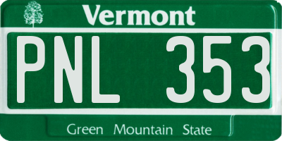 VT license plate PNL353