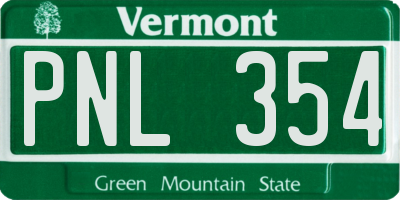VT license plate PNL354