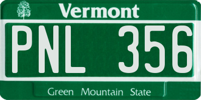 VT license plate PNL356