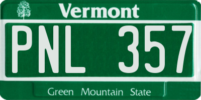VT license plate PNL357