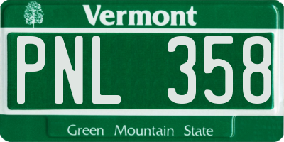 VT license plate PNL358