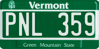 VT license plate PNL359
