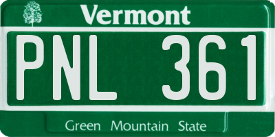 VT license plate PNL361