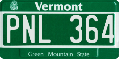 VT license plate PNL364