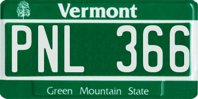 VT license plate PNL366