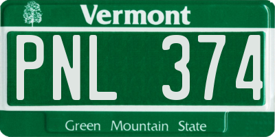 VT license plate PNL374
