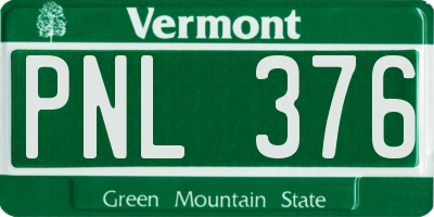 VT license plate PNL376