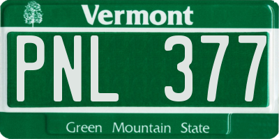 VT license plate PNL377