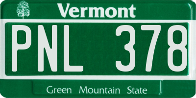 VT license plate PNL378