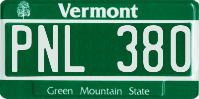VT license plate PNL380