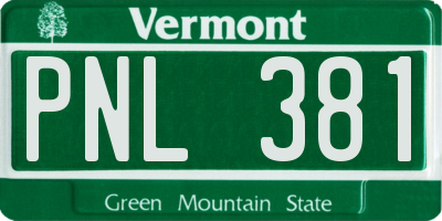 VT license plate PNL381