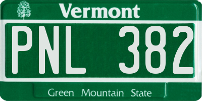 VT license plate PNL382