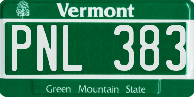 VT license plate PNL383