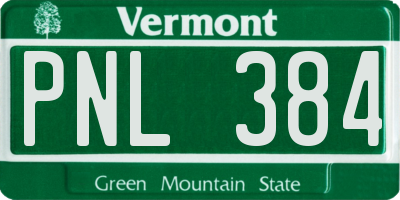 VT license plate PNL384