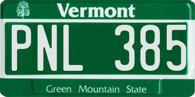 VT license plate PNL385