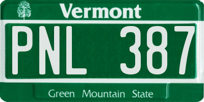 VT license plate PNL387