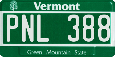 VT license plate PNL388
