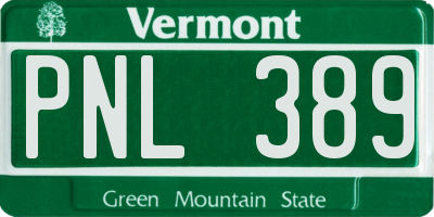 VT license plate PNL389