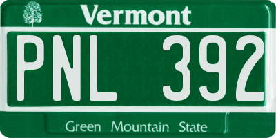 VT license plate PNL392