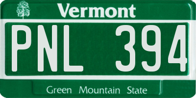 VT license plate PNL394