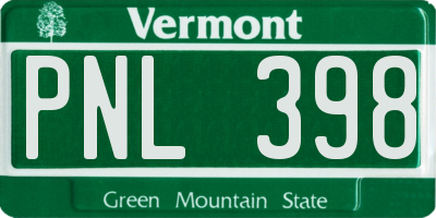VT license plate PNL398
