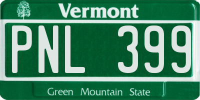 VT license plate PNL399