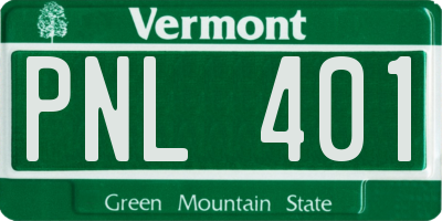 VT license plate PNL401