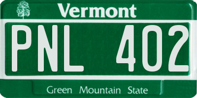 VT license plate PNL402