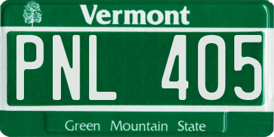VT license plate PNL405